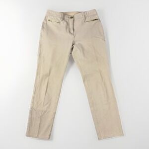 Chico's So Slimming Ankle Pants Womens 00 Tan Beige Stretch Zipper Pockets